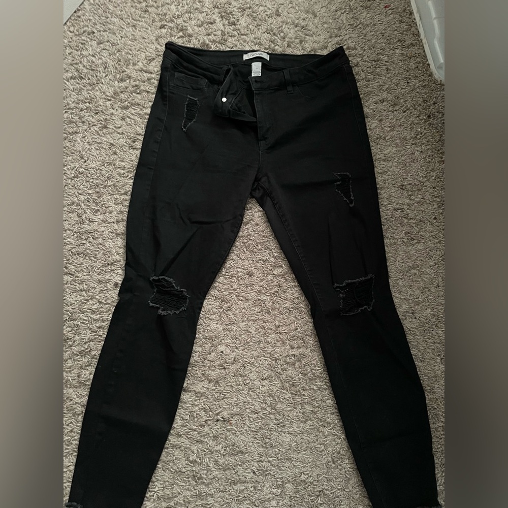 Charlotte Russe black distressed skinny jeans